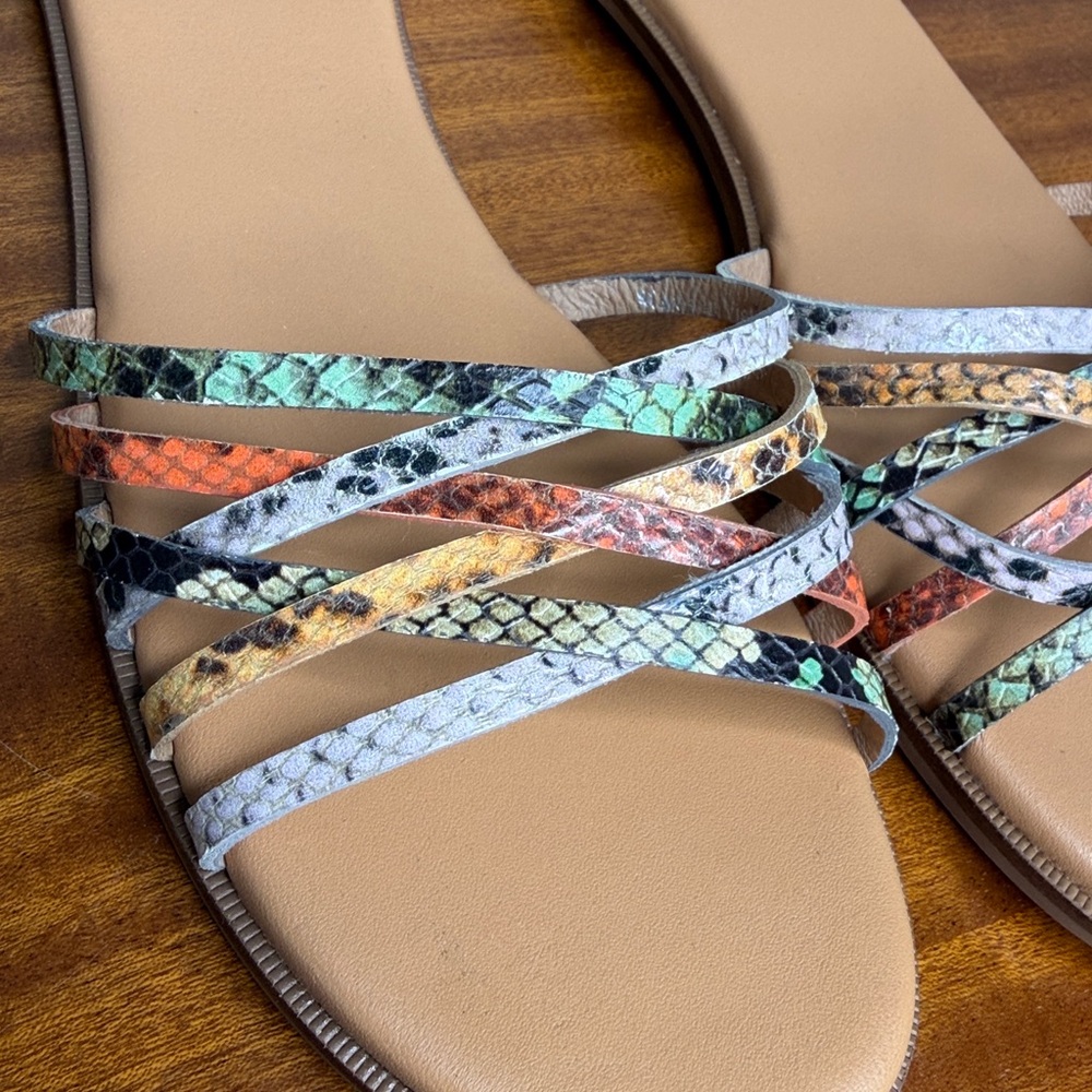 NEW Madewell The Tracie Crisscross Slide Sandal in Snake Embossed Leather Sz 9.5
